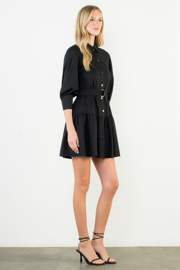 Mid Sleeve Button Up Dress