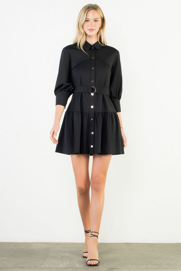 Mid Sleeve Button Up Dress