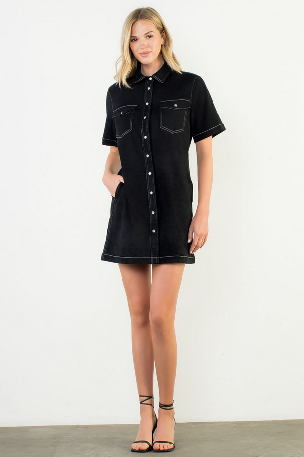 Short Sleeve Suede Dress