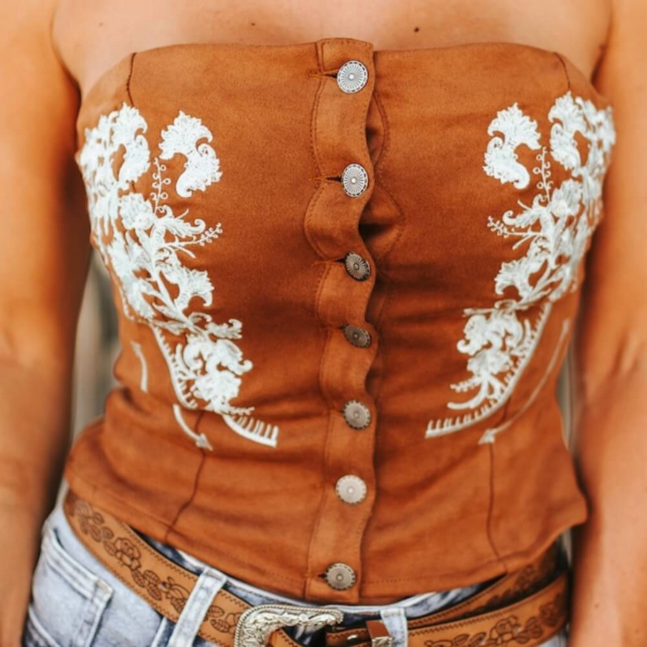 Floral Embroidery Corset Top