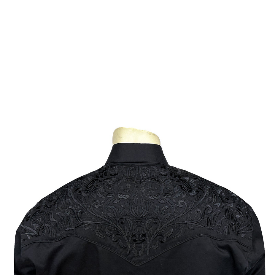 Men’s Vintage Black-on-Black Tooling Embroidered Western Shirt