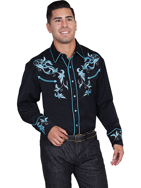 Men’s Embroidered Scroll w/ Studs Shirt