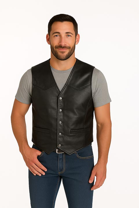 Leather Snap Vest