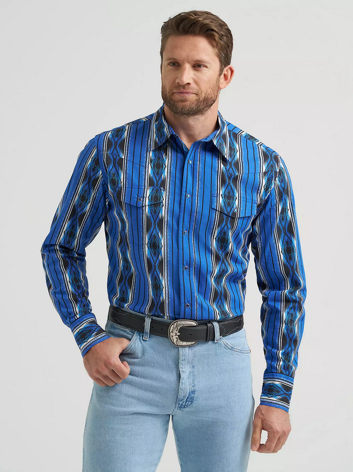 Checotah® Long Sleeve Western Snap Printed Shirt