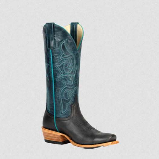 Navy Explosion Black Leather Boot - M9507