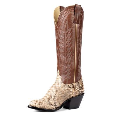 Mink Python Back Cut Tall Coffee Boot - M4003