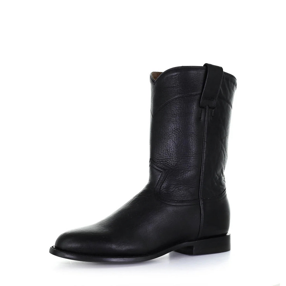 A4112 Men’s Black Embroidered Round Toe Boot