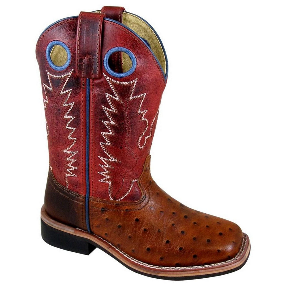 3752Y Kids Cheyenne Cognac Red Ostrich Western Boot