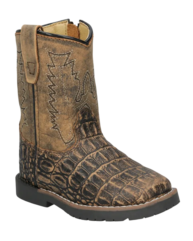 3541T Toddler Sanded Black Gator Brown Western Boot