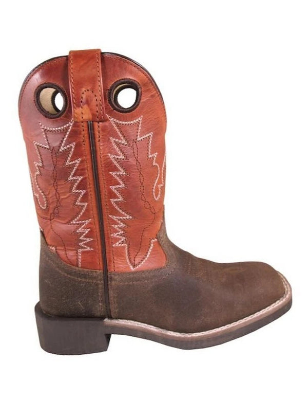 3245C Kids Bronco Brown & Burnt Orange Western Boot