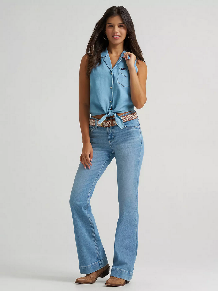 Women's Wrangler Denim Sleeveless Tie Front Shirt