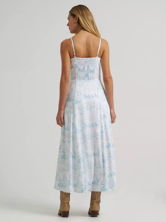Wrangler Retro Americana Lt Blue Horse Maxi Dress