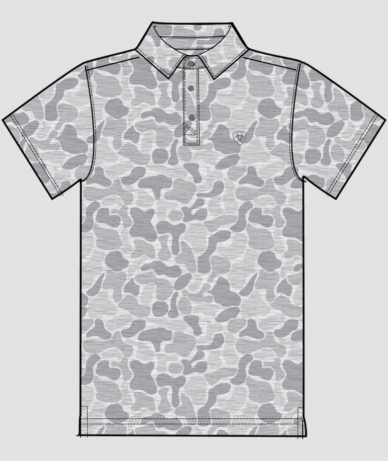 All Over Print Heathered Fitted Polo