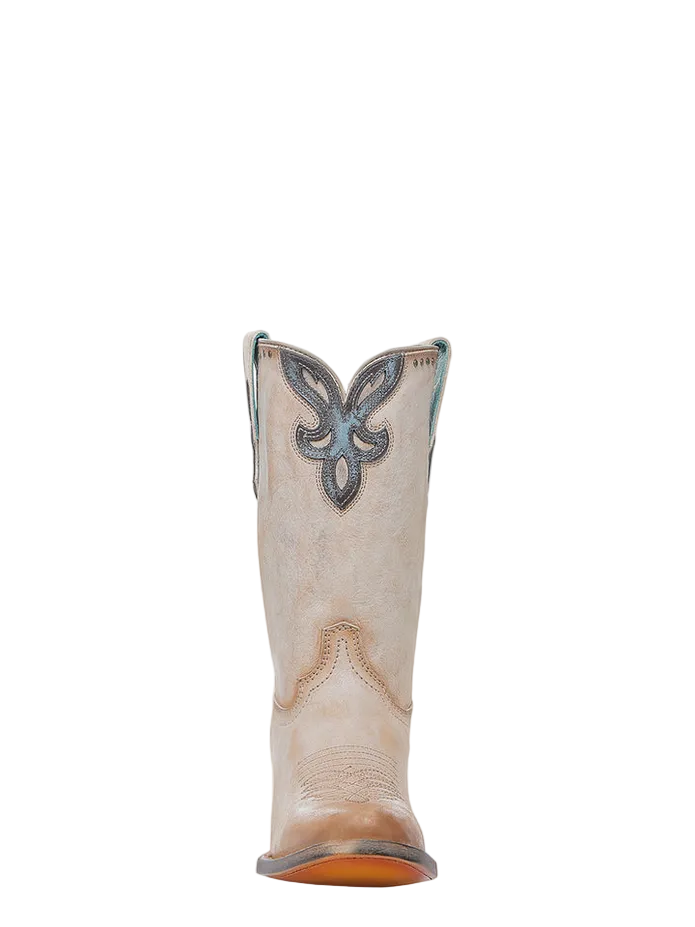 A4760 Turquoise Overlay Embroidered Studded Cowboy Boots