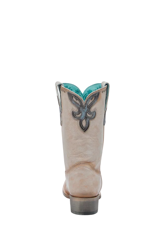 A4760 Turquoise Overlay Embroidered Studded Cowboy Boots