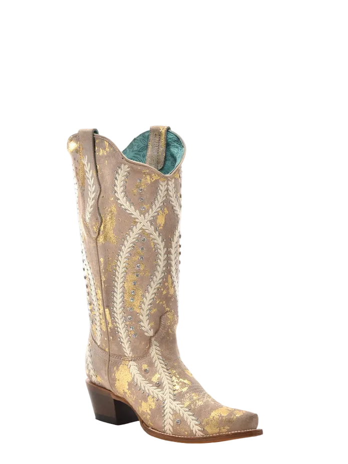 Z5246 Tan with Gold Touches Snip Cowboy Boot