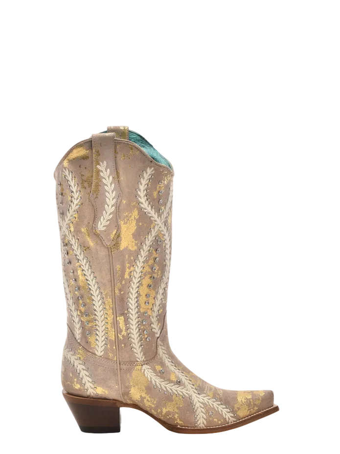 Z5246 Tan with Gold Touches Snip Cowboy Boot