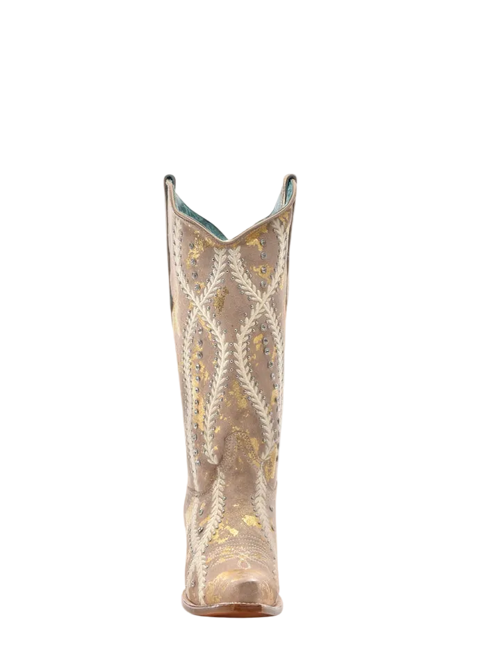 Z5246 Tan with Gold Touches Snip Cowboy Boot