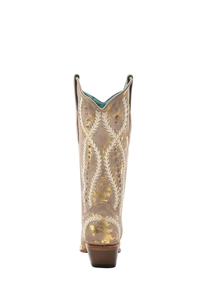 Z5246 Tan with Gold Touches Snip Cowboy Boot