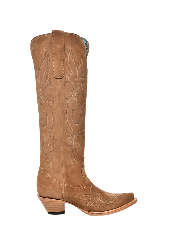 A4438 Sand Suede Embroidered Tall Cowboy Boot