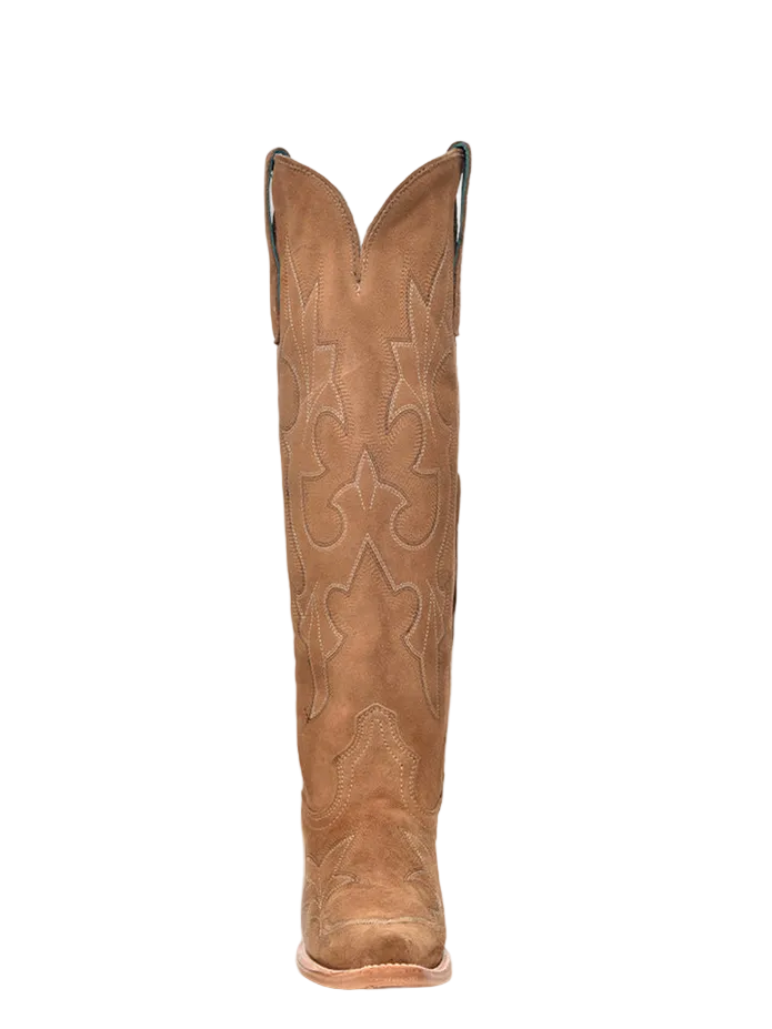 A4438 Sand Suede Embroidered Tall Cowboy Boot