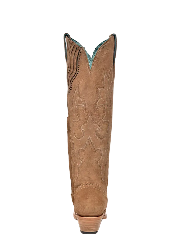 A4438 Sand Suede Embroidered Tall Cowboy Boot