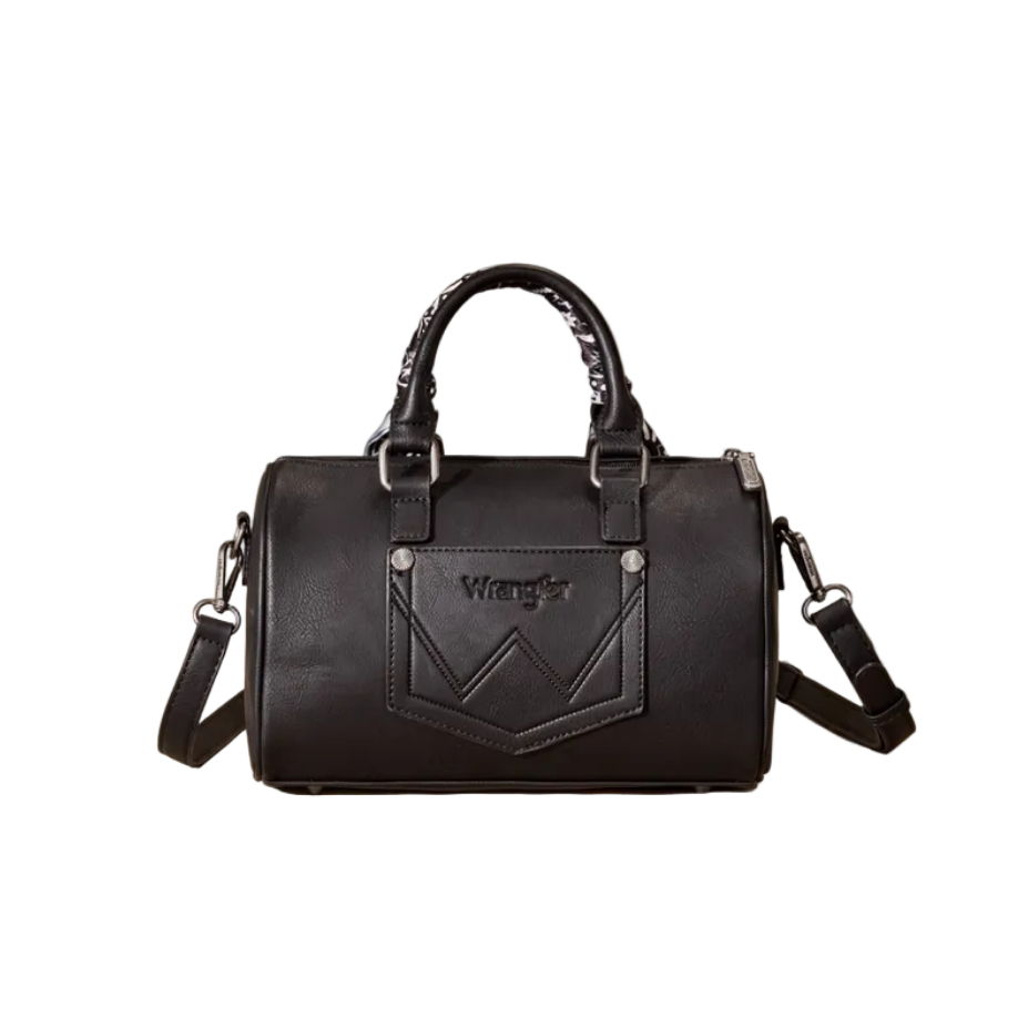 Wrangler Bandana Paisley Print Barrel Crossbody – Black