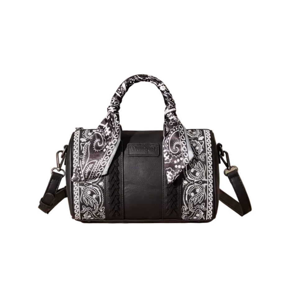 Wrangler Bandana Paisley Print Barrel Crossbody – Black