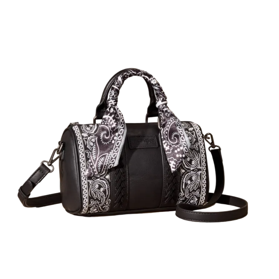 Wrangler Bandana Paisley Print Barrel Crossbody – Black