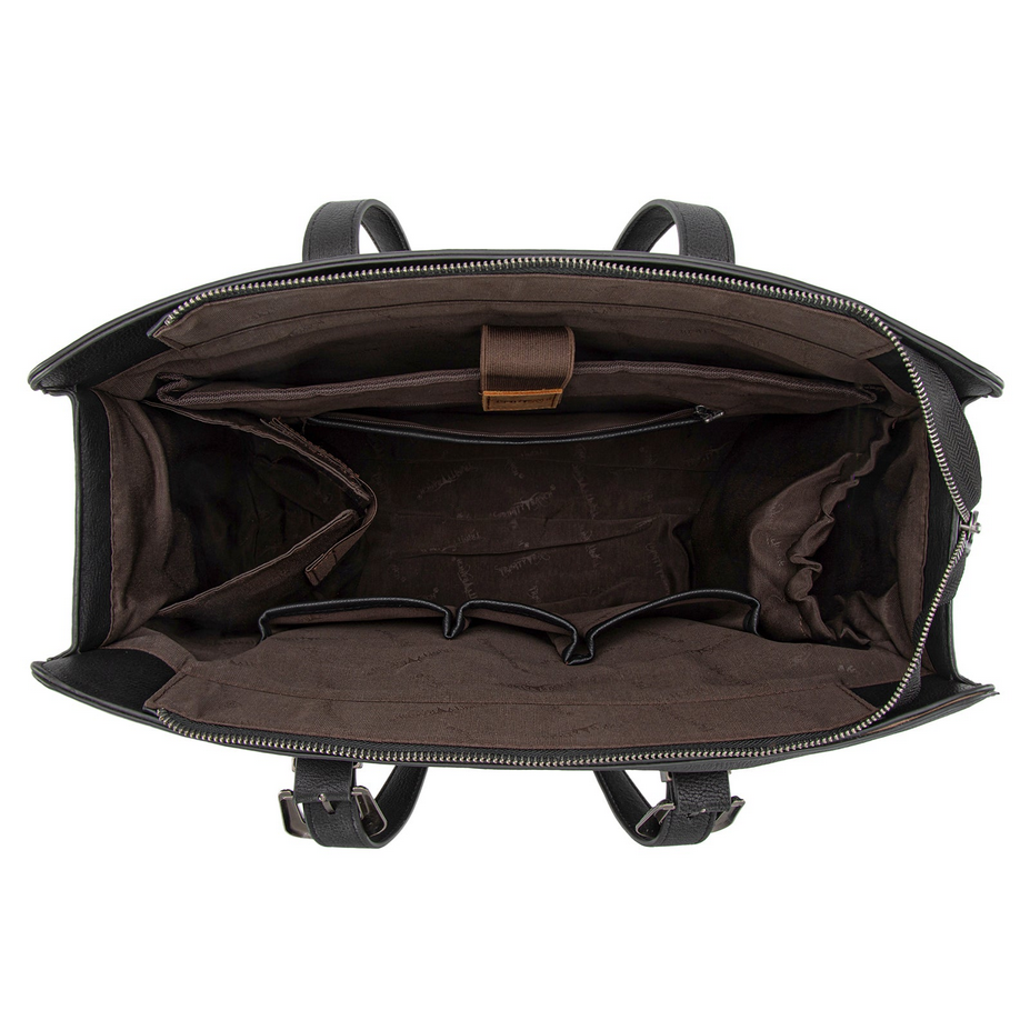 Trinity Ranch Genuine Cowhide Carry-All Large Tote /Crossbody - Black