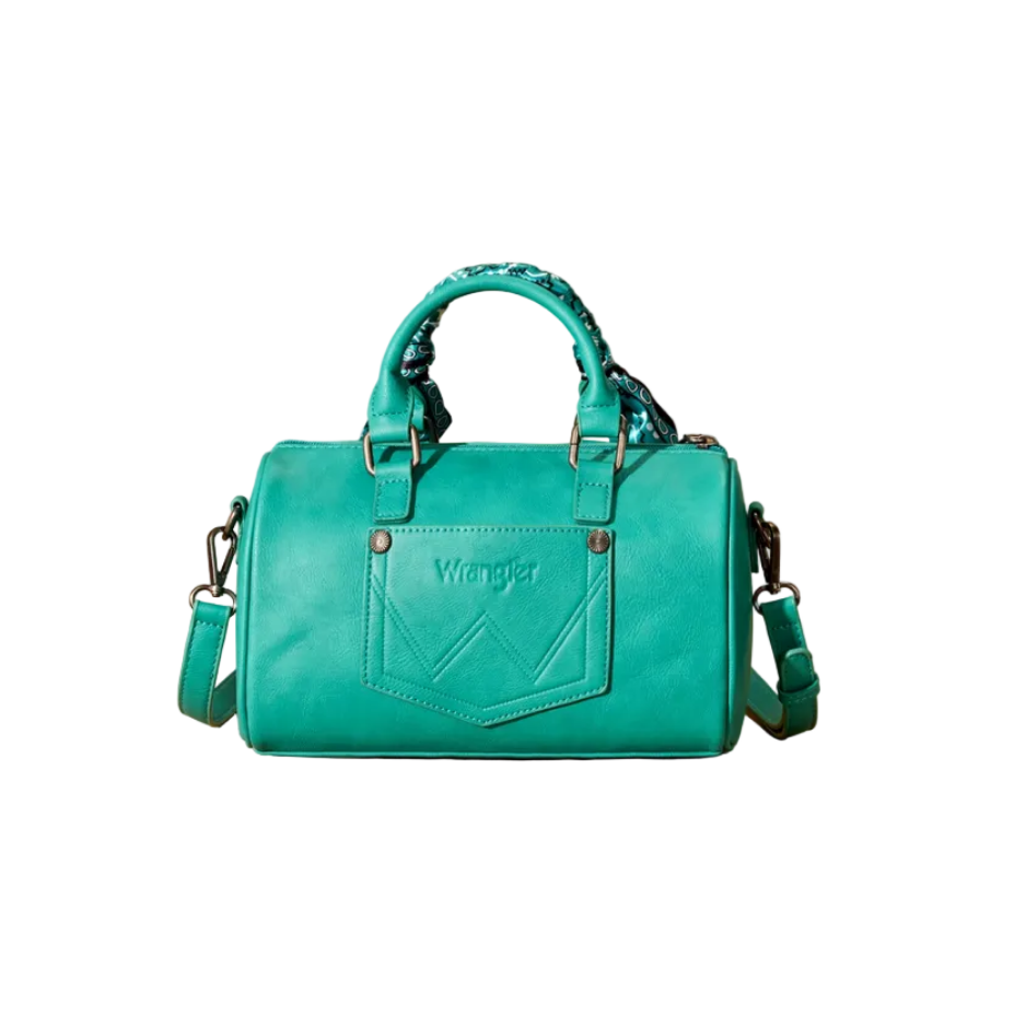 Wrangler Bandana Paisley Print Barrel Crossbody – Turquoise
