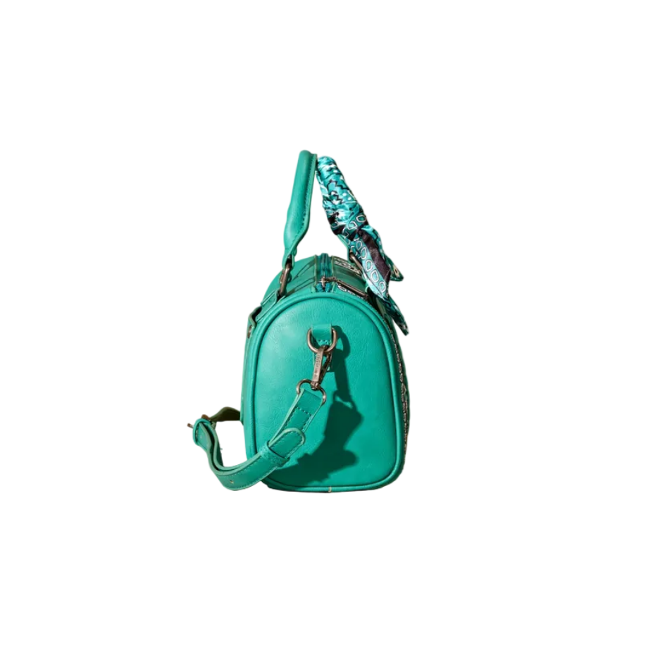 Wrangler Bandana Paisley Print Barrel Crossbody – Turquoise