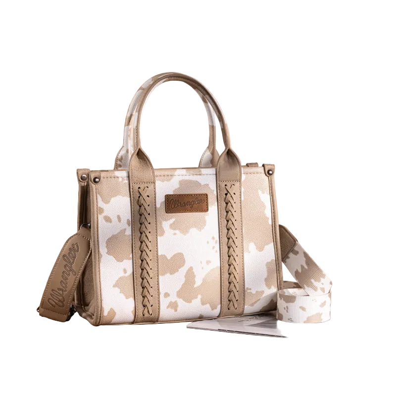 Wrangler Cow Print Concealed Carry Tote -  Khaki