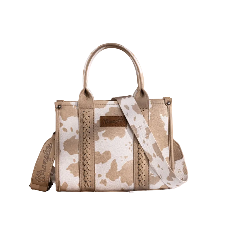 Wrangler Cow Print Concealed Carry Tote -  Khaki