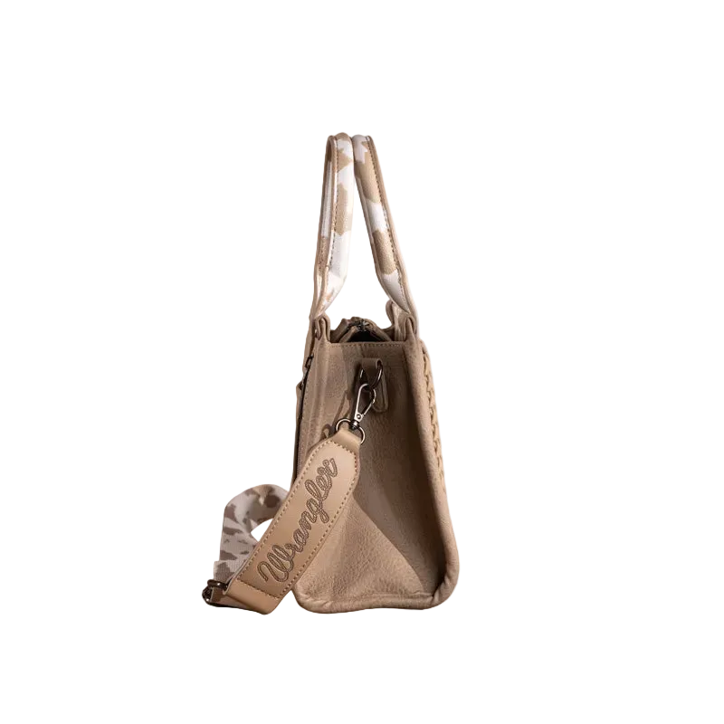 Wrangler Cow Print Concealed Carry Tote -  Khaki