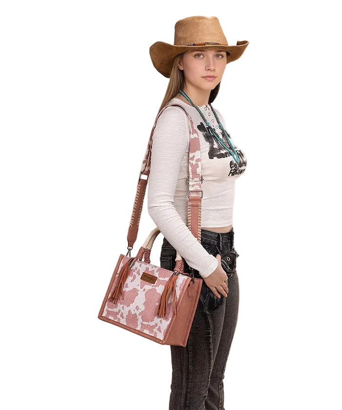 Wrangler Cow Print Tote - Pink