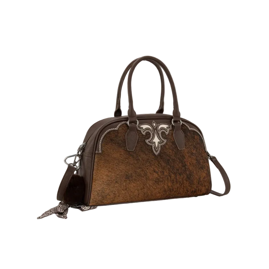 Trinity Ranch Genuine Cowhide Satchel/Crossbody - Coffee