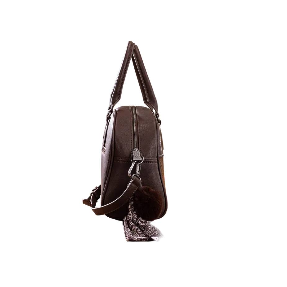 Trinity Ranch Genuine Cowhide Satchel/Crossbody - Coffee