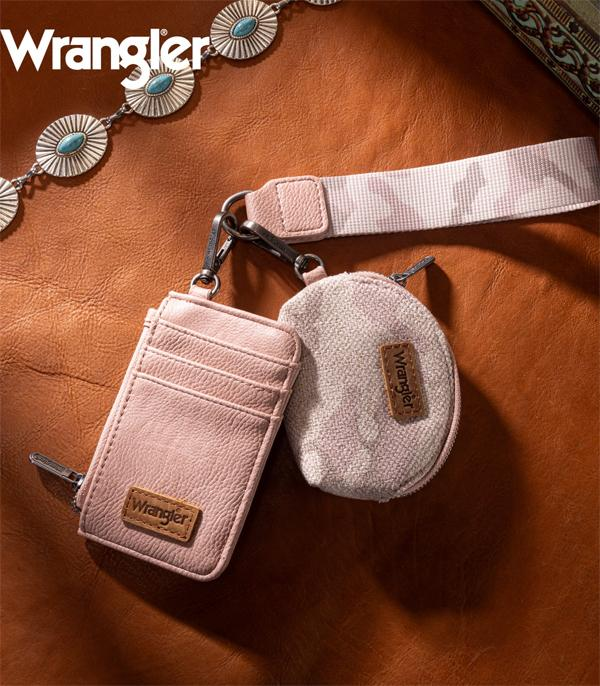 Wrangler Camo Print Dual Pouch Wristlet - Pink