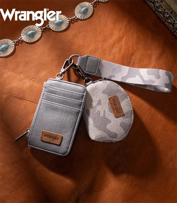 Wrangler Camo Print Dual Pouch Wristlet - Grey