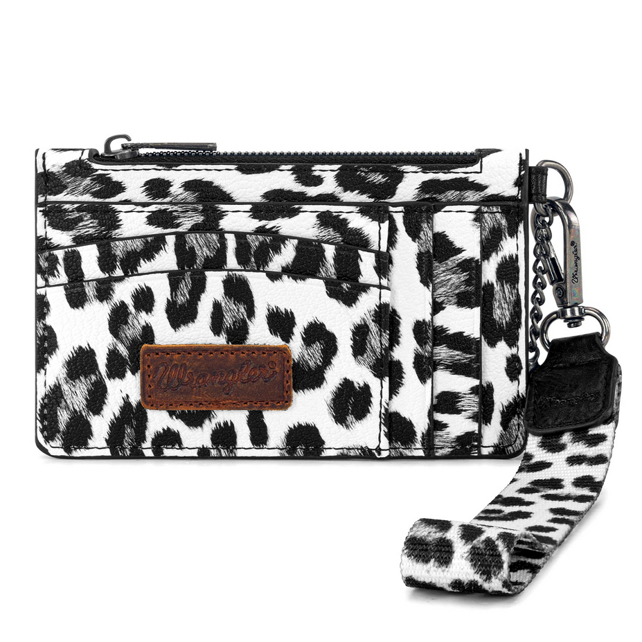 Wrangler Leopard Print Key Chain Wristlet Card Wallet - Leopard Black