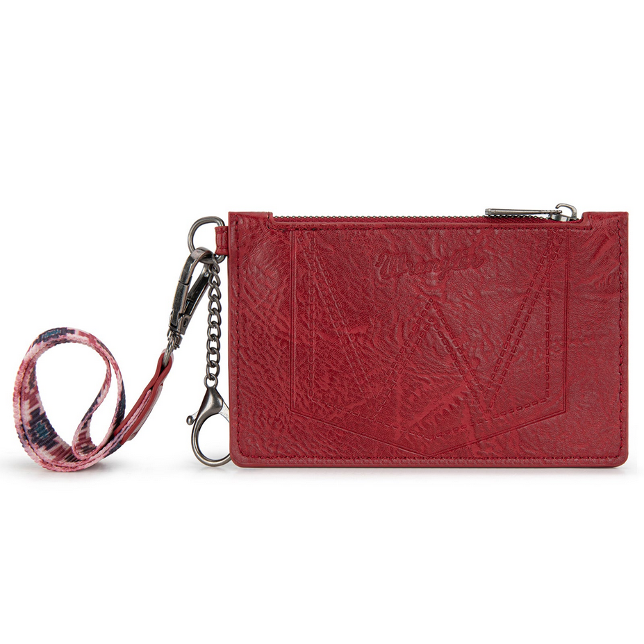 Wrangler Aztec Key Chain Wristlet Card Wallet - Burgundy