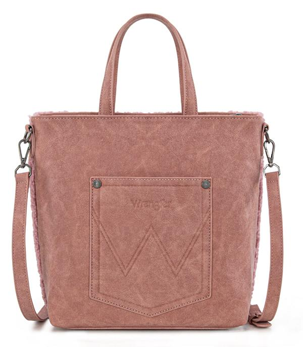 Wrangler Sherpa Aztec Tote/Crossbody - Dark Pink