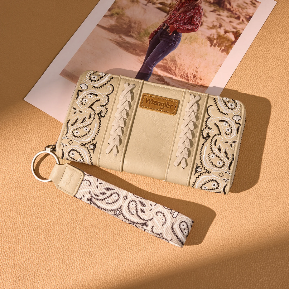 Wrangler Bandana Paisley Print Wallet - Tan