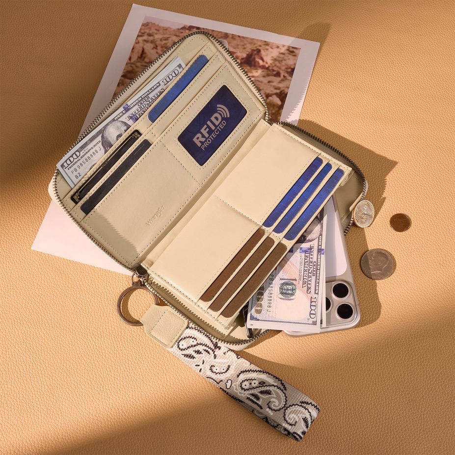 Wrangler Bandana Paisley Print Wallet - Tan