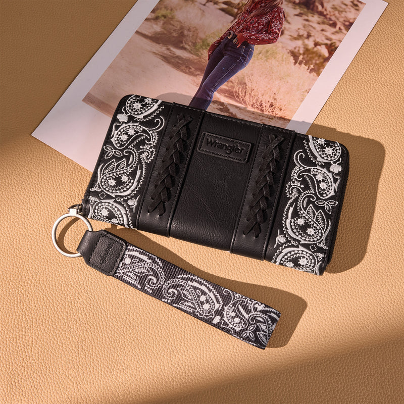 Wrangler Bandana Paisley Print Wallet - Black