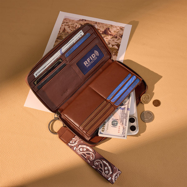 Wrangler Bandana Paisley Print Wallet - Brown