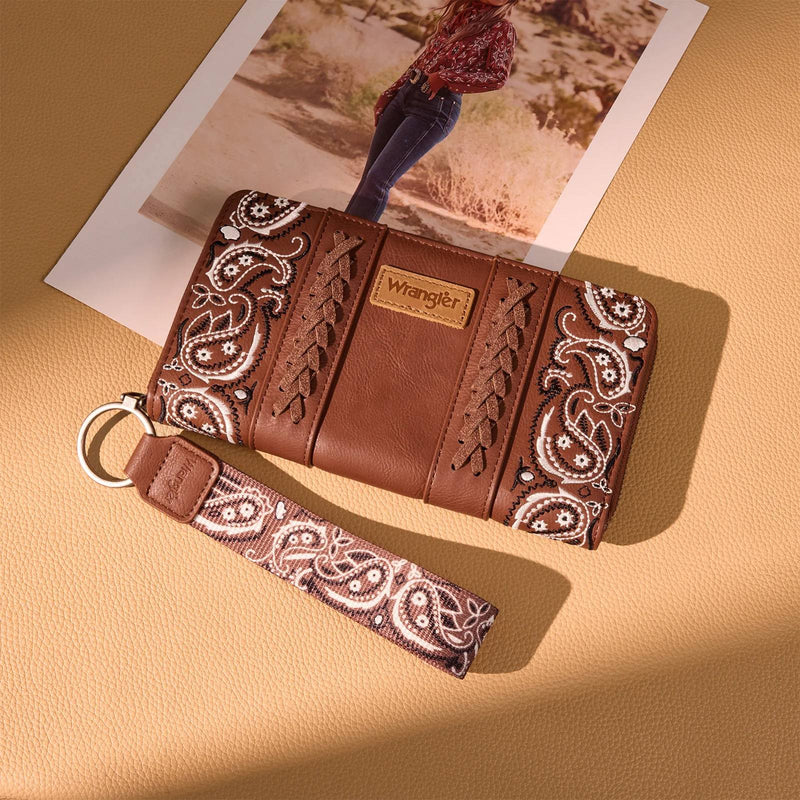 Wrangler Bandana Paisley Print Wallet - Brown