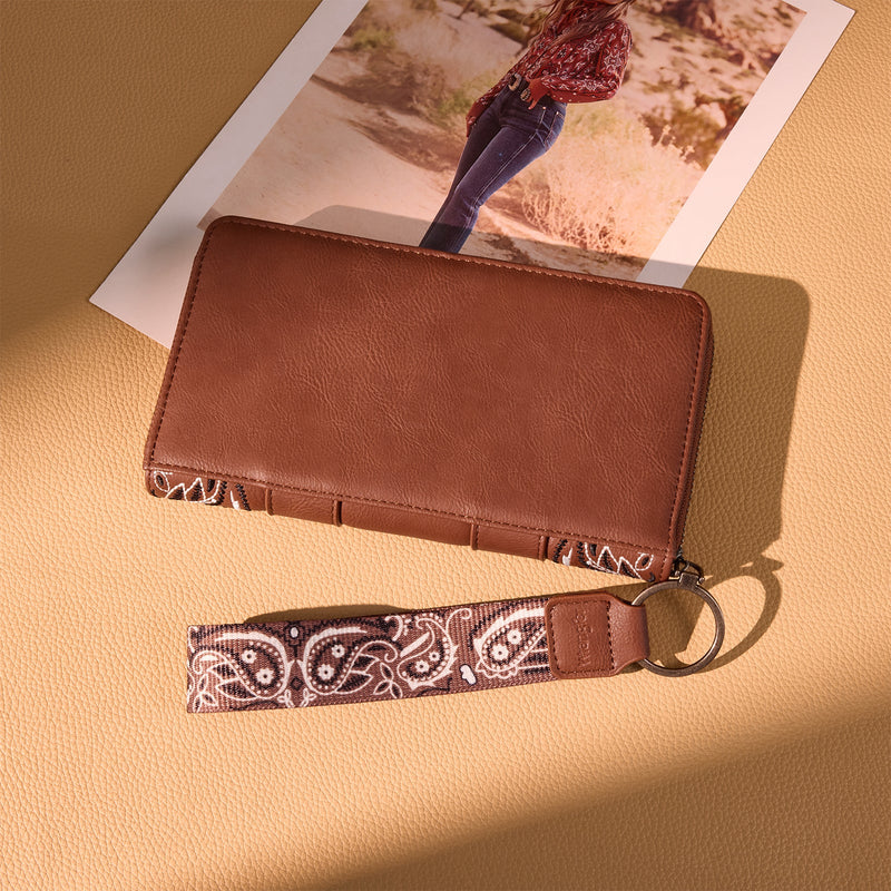 Wrangler Bandana Paisley Print Wallet - Brown