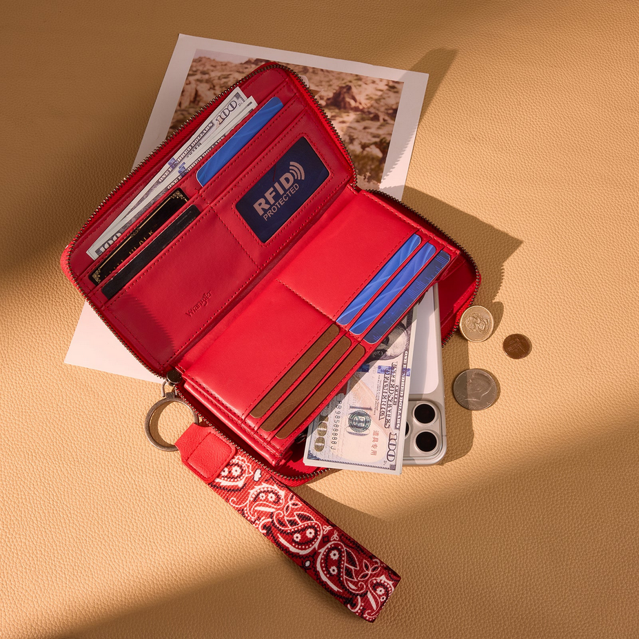 Wrangler Bandana Paisley Print Wallet - Red